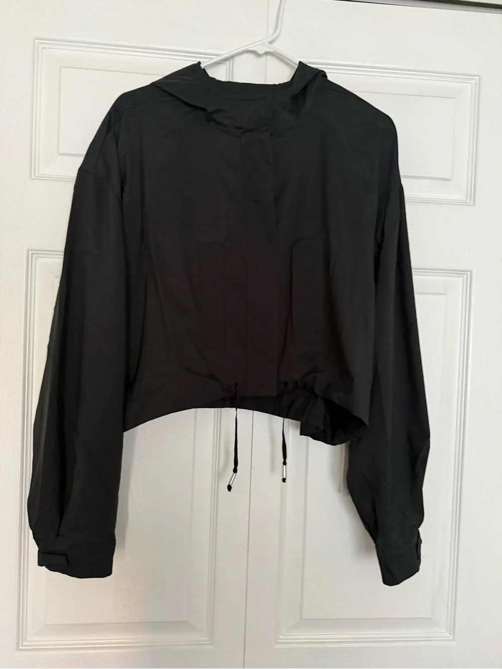 girlfriend collective Black Cropped Hooded Bomber Jacket